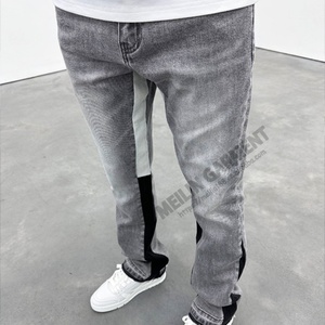 Jeans évasés vintage coupe ample personnalisés pour hommes, pantalon évasé streetwear, jean baggy en denim vierge pour hommes - Product Image 2