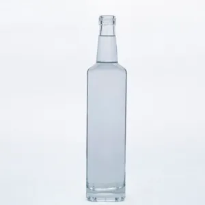 Botella de vidrio de pedernal con logo personalizado, tapón de rosca para licor de whisky, 750ml, 700ml, 1000ml