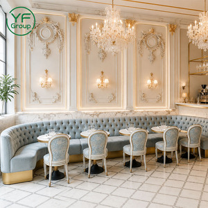 Muebles de Restaurante Modernos y Lujosos, Asientos de Terciopelo Cómodos, Banqueta con Respaldo Acolchado y Botones para Hotel, Bar, Cafetería - Product Image 5