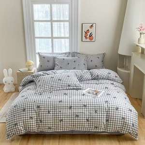 Parure de lit 4 pièces en tissu polyester brossé durable, imprimé floral réactif, draps plats, housse de <span class=keywords><strong>couette</strong></span> 4 - Product Image 2