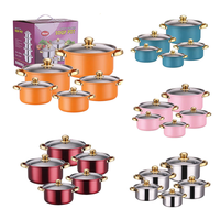 Lot de 10 casseroles en acier inoxydable bleues avec couvercles en verre – Batterie de cuisine pour la maison – Vente en gros