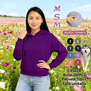 Sudadera con Capucha para Mujer, Color Morado, Térmica, Tejido Grueso, Manga Larga, Informal, para Otoño, con Bolsillos, Logotipo en la Manga Izquierda - Product Image 3