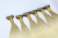 Extensions de cheveux humains de qualité supérieure, couleur ombrée, texture russe, double épaisseur, avec bandes adhésives