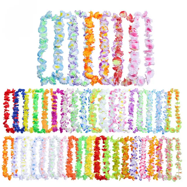 Vente en gros de haute qualité Mix Designs 98cm collier de fleurs colorées couronne de tête de Leis hawaïenne pour la décoration de fête de Luau hawaïen