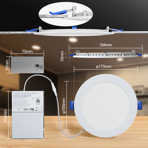 Panel de Luz LED Redondo Empotrado, Delgado, de Brillo Plano, Comercial, de 9w, 12w, 18w, en Existencia en EE. UU. - Product Image 3
