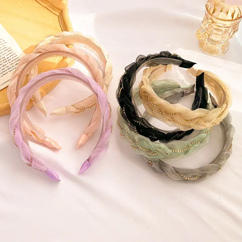 Korean version New style Lace Hairband Rhinestone Hair Accessories Net yarn headband