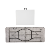 Table pliante moderne de 6 pieds, blanche, pliable, portable, en plastique, durable, résistante aux UV, empilable, imperméable, pour événements