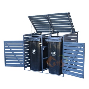 Bahçe açık ahşap çift geri dönüşüm çöp kutusu depolama mağaza kapak çöp döken Wheelie <span class=keywords><strong>Bin</strong></span> döken - Product Image 1