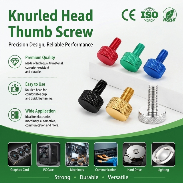 Custom M3 Anodized Aluminum Knurled Thumb Screws Stainless Steel Brass Hand Bolts for Gaming PC Computer Case DIY Customization