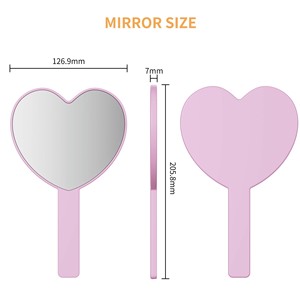 Miroir de maquillage portable avec poignée, logo personnalisé, en vrac, beauté, rose, mignon, en forme de cœur, tenu à la main - Product Image 5