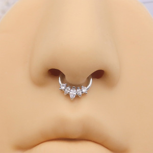 Anneaux de nez transfrontaliers européens et américains avec incrustations de zircon, anneaux ouvrants et fermants en argent, or et acier inoxydable, bijoux - Product Image 4