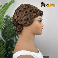 Peluca de Cabello Humano Corto, Corte Pixie, Pelucas Sin Pegamento, Cabello Natural, Color Marrón, Peluca de Cabello Humano Corte Pixie, Mayorista de Pelucas Cortas Pixie