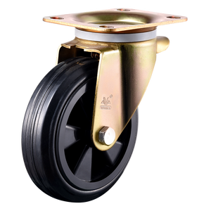 VIMA Heavy Duty Iron Wheel and Castor 6 Inch Rubber PP Workbench Caster Fixed Plate 160kg <b>Trolley</b> Waste Bin Wheel - Product Image 5