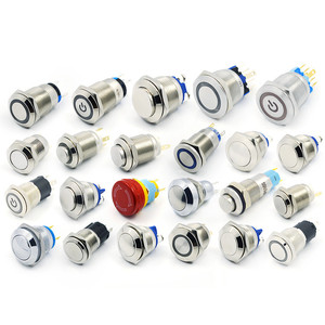 Hoge Kop <span class=keywords><strong>4</strong></span> Pin Terminals 12Mm Roestvrij Staal Zelfsluitende Ring Verlichte Drukknop Schakelaar Blauw Licht Waterdicht Industrieel - Product Image 2
