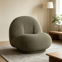 Fauteuil d'appoint moderne en tissu bouclé, fauteuil de loisirs courbé en mousse moulée pour salon et hôtel