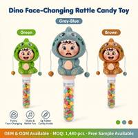 Jouet hochet dinosaure amusant à visages changeants, bonbons en tablette de 5g en tube, hochet créatif en forme de dinosaure pour enfants