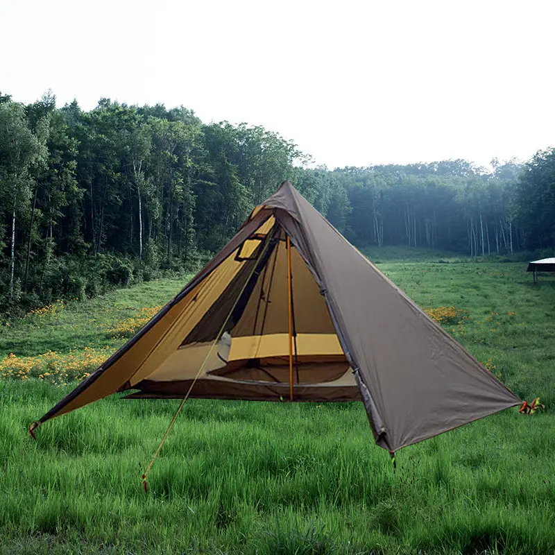 Ultraleicht Pyramide Tente Outdoor Camping Zwei Türen Tipi Kamin Loch Wasserdicht Tipi Zelt