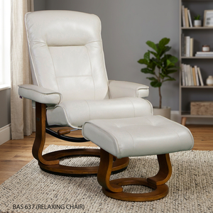 Fauteuil relaxant Rilaxa BAS637 B, salon, cuir véritable, structure en bois, design scandinave, meubles de Malaisie - Product Image 3
