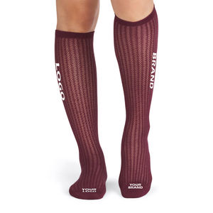 महिलाओं के पॉटले घुटने के उच्च sock उच्च लोचदार कफ़ आकस्मिक संपीड़न मोजे कस्टम लोगो - Product Image 4