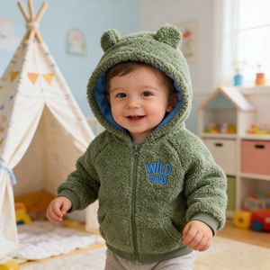 Grazioso Abbigliamento Unisex per Neonati, Traspirante, con Cappuccio e Zip, Giacca Invernale Calda in Pile per Neonati - Product Image 3