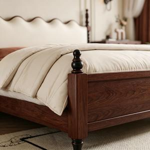 Letto matrimoniale moderno in stile Mid-Century, in legno massello di frassino, ecologico, resistente, di alta qualità, con piattaforma imbottita, per camera da letto. - Product Image 3