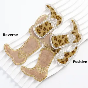 Nouvelle Patchs décoratifs thermocollants/autocollants à imprimé léopard et strass pour chaussures, bottes, sacs, vêtements et chapeaux - Product Image 3