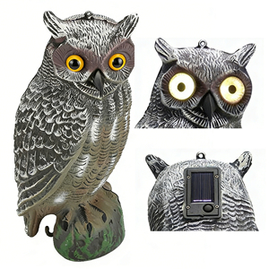 Souris d'attraction solaire pour chasse, modèle hibou, en plastique léger, yeux jaunes, plumes écaillées, durable, pour extérieur, accessoire de dissuasion - Product Image 2