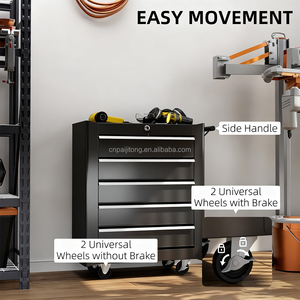 Black <strong>Best</strong> Selling Metal Steel Drawer <strong>Tool</strong> Box Roller <strong>Tool</strong> Trolley Mobile Cabinet with Wheels - Product Image 5