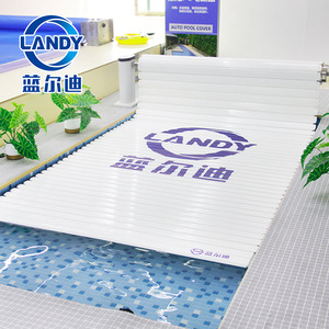 ผ้าคลุมสระว่ายน้ำอัตโนมัติ Landy วัสดุ PC ควบคุมด้วยรีโมทไฟฟ้า พร้อมทุ่นลอยนิรภัย สำหรับสระว่ายน้ำกลางแจ้ง - Product Image 1