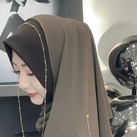 Hijab avec pendentif collier à pompon, foulard islamique musulman, châle Khimar, vêtements modestes pour femmes, vente en gros