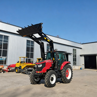 Offres Spéciales : Grand Tracteur Agricole à Quatre Roues Motrices avec Chargeur Frontal et Rétrocaveuse Hydraulique pour Tracteurs