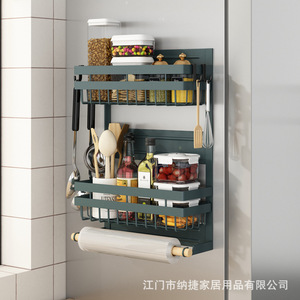 Étagère murale de rangement pour cuisine avec organisateur d'épices et porte-ustensiles pour le rangement des contenants alimentaires, design sans perçage - Product Image 5