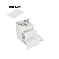 Table de chevet en MDF durable avec compartiment caché, charnières à fermeture douce et serrure de rangement sécurisée intégrée