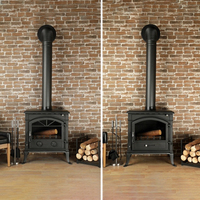 Cuisinière à Bois Moderne en Fonte Style Ancien, Chauffage Autonome à Bois pour Cheminée