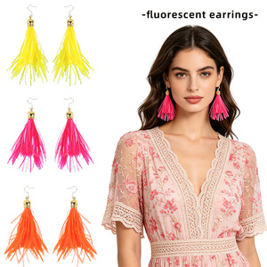 Boucles d'oreilles à pampilles néon fluorescentes pour fête fluo, Halloween, discothèque, accessoires de costume cool pour jeunes, <span class=keywords><strong>rave</strong></span> et photos - Product Image 2