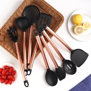 13 Pieces Silicone Cooking Utensils Set Kitchen Tools Stainless Steel Spatula Set with Rose Gold <b>Handle</b> - Product Image 4