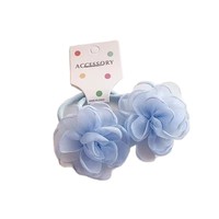 Nouvelle Collection Printemps/Été 2025 : Élastique à Cheveux en Chiffon Camélia Bleu Rose, Haute Élasticité, Doux pour les Cheveux, Style Pastoral Élégant pour Femme