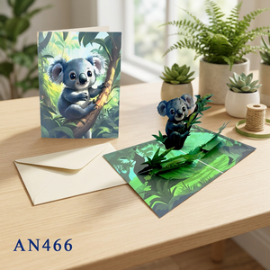 การ์ดป๊อปอัพ 3 มิติรูปโคอาล่า งานฝีมือเวียดนาม ตกแต่งบ้าน ทำมือ ตัดกระดาษ ของขวัญวันวาเลนไทน์ ฮานอย สินค้าขายดี ปรับแต่งได้ - Product Image 5