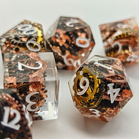 Ensemble de dés en résine à bords tranchants Steampunk Gear, 7 pièces, dés polyédriques pour D&D, jeu de table RPG