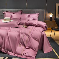 Broderie 100% coton hôtel linge de lit fendu roi housse de couette et taie d'oreiller chinois soie housse de couette