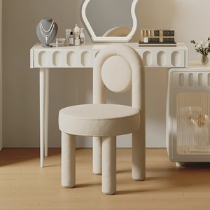<span class=keywords><strong>Chaise</strong></span> de salle à manger et tabouret de coiffeuse portables en velours moderne, style <span class=keywords><strong>Macaron</strong></span> Luxe Léger Crème, pour chambre de filles, villa, vestiaire et maquillage - Product Image 4