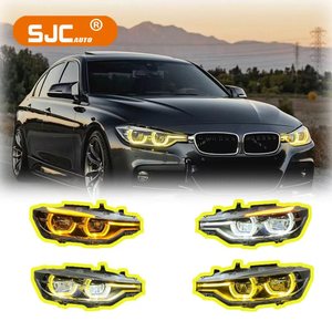 Faro LED a Tre Colori SJC per <span class=keywords><strong>BMW</strong></span> <span class=keywords><strong>Serie</strong></span> <span class=keywords><strong>3</strong></span> F30 F31 F35 2012-2018, Ambra Giallo Bianco DRL Switchback con Sfondo Nero - Product Image 1