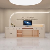 Comptoir de réception et de caisse en cuir, design minimaliste moderne, pour bureaux, cabinets médicaux et salons de beauté, avec design de bar incurvé, mobilier de style industriel