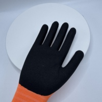 Sarung Tangan Pelindung 13G Oranye Nylon Spandex Berlapis Nitril Sandy Anti Selip untuk Pakaian Kerja di Pabrik, Bengkel, dan Gudang