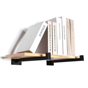 Supports muraux en métal robuste pour étagères, avec revêtement en poudre noire, résistants à la rouille - Product Image 1