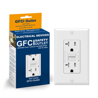 Tomacorriente GFCI de 20A, 2 Tomas de Corriente Alterna, Estándar Estadounidense, 125 Voltios, Receptáculo Dúplex, Conector Eléctrico con Tomacorriente Decorativo de Pared