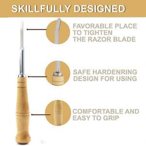 Premium <b>Hand</b> Crafted Bread Lame Included 5 Blades and Leather Protective Cover Dough Scoring <b>Tool</b> - Product Image 5