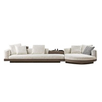 Canapé d'angle minimaliste italien en forme de U pour salon, structure en bois massif, revêtement en coton, canapé d'angle haut de gamme, grand luxe léger