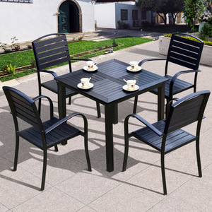 Combinación <span class=keywords><strong>de</strong></span> mesa y silla <span class=keywords><strong>para</strong></span> patio exterior, mesa y silla <span class=keywords><strong>de</strong></span> comedor <span class=keywords><strong>para</strong></span> <span class=keywords><strong>terraza</strong></span>, balcón exterior, jardín, mesa y silla <span class=keywords><strong>de</strong></span> madera plástica - Product Image 2