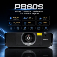 Proyector Láser 3D Hisense PB60S 4K, 6600 Lúmenes, Relación de Proyección 0.7-0.9, para Simulación de Golf en Interiores, Sala de Juegos